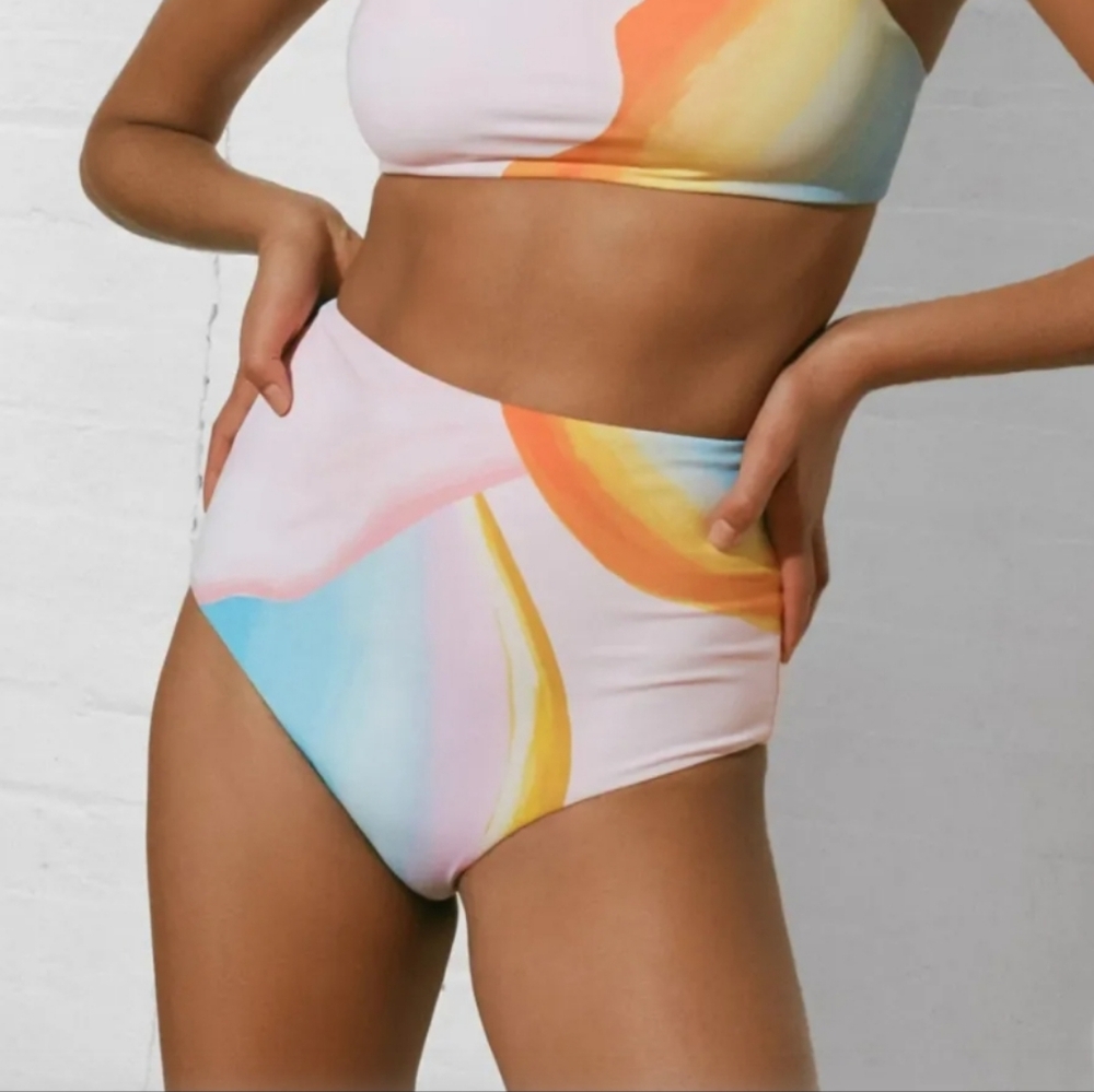 NWT Mara Hoffman Lydia High Waisted  Bikini Bottom Swimwear Xs